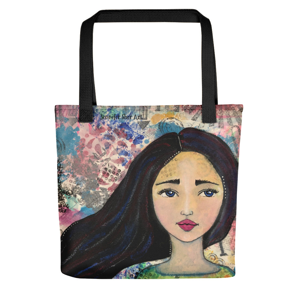 Mixed Media Girl Tote bag - Jennifer Sher Art