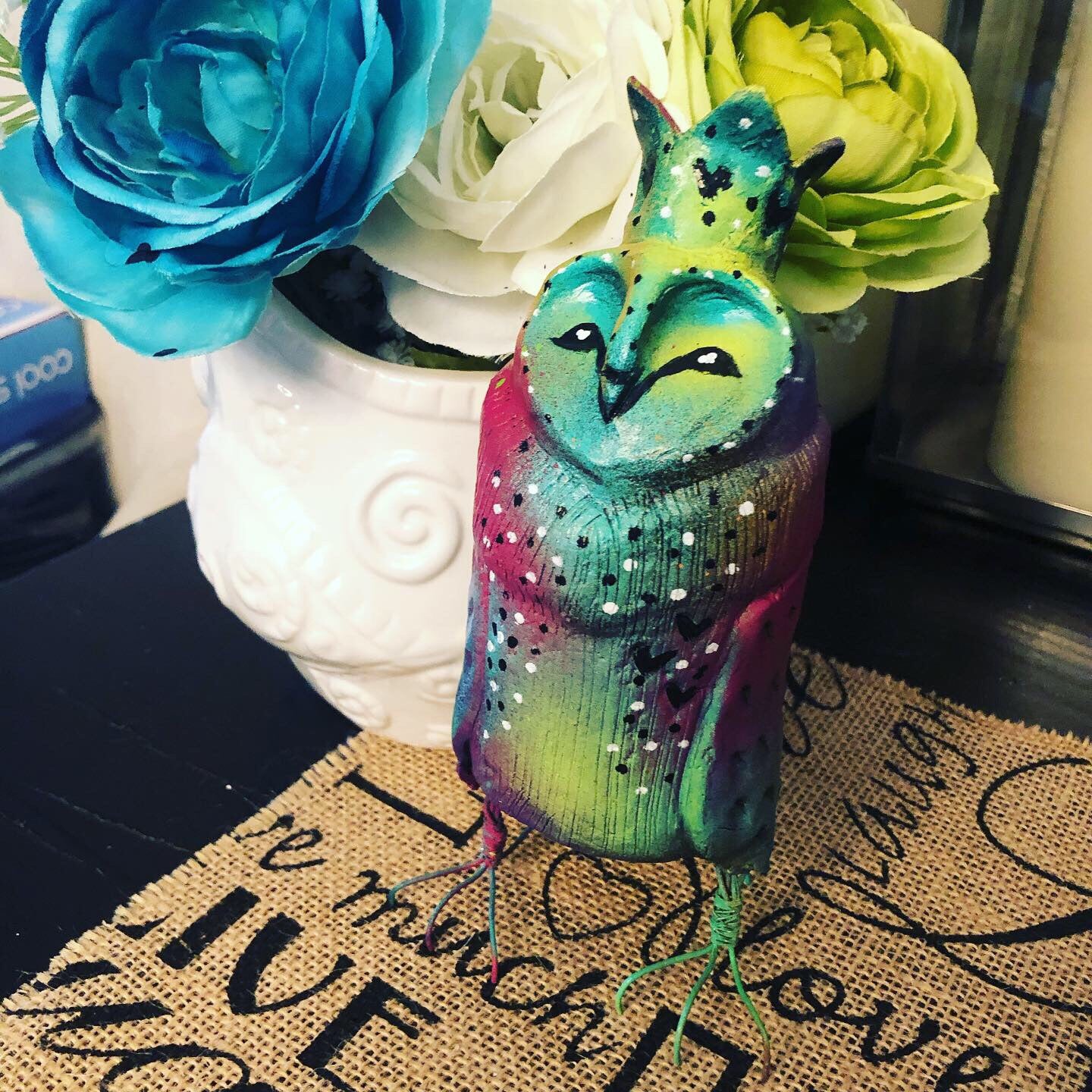 SOLD - Rainbow Owl - Jennifer Sher Art