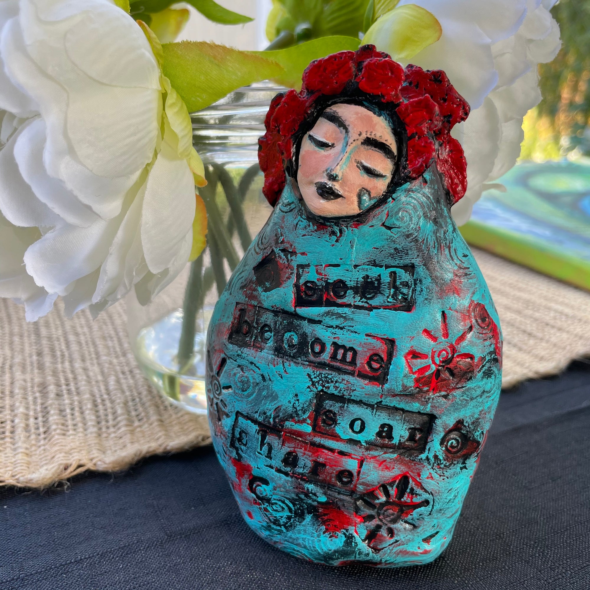 SOLD - Meditation Art Doll with Message - Jennifer Sher Art