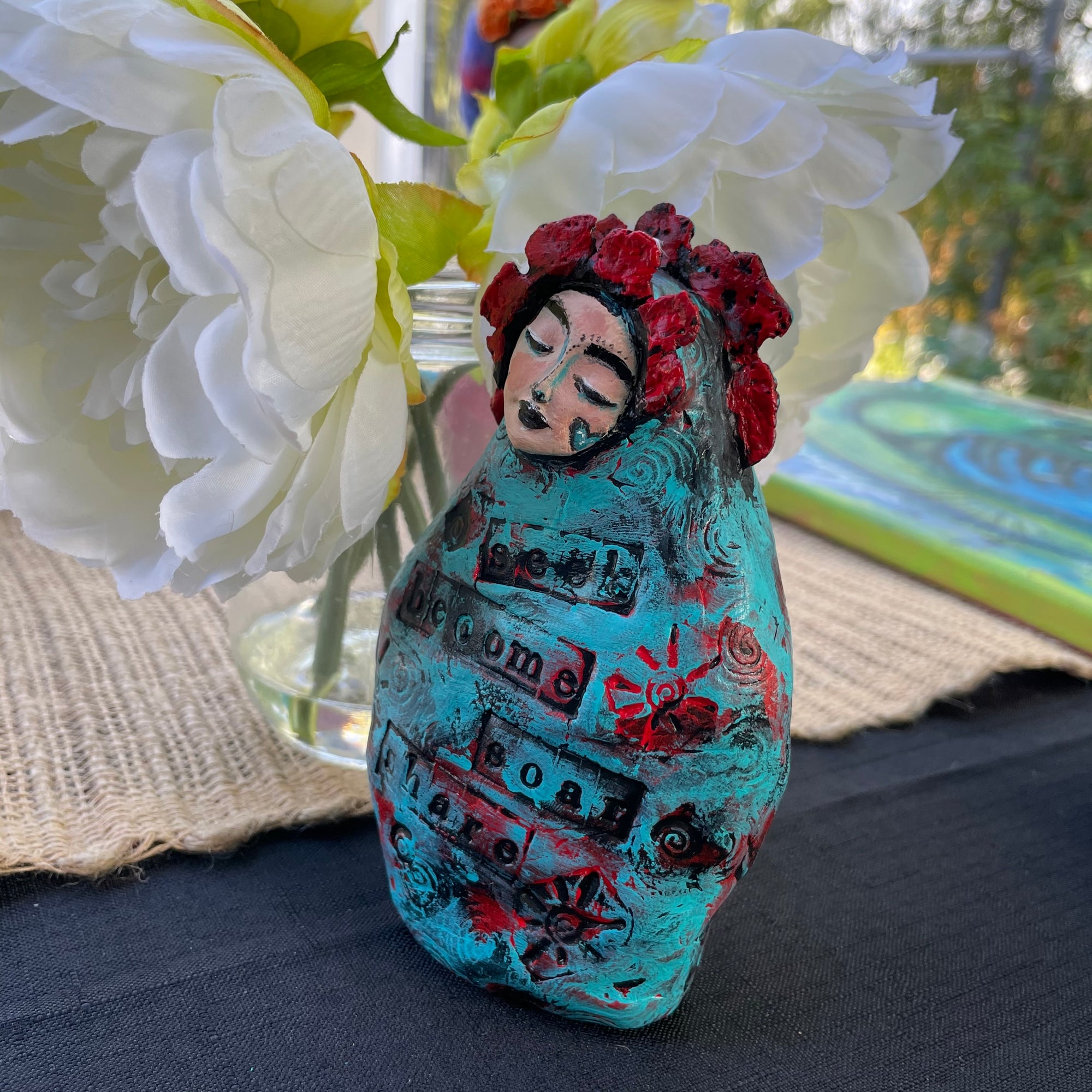 SOLD - Meditation Art Doll with Message - Jennifer Sher Art