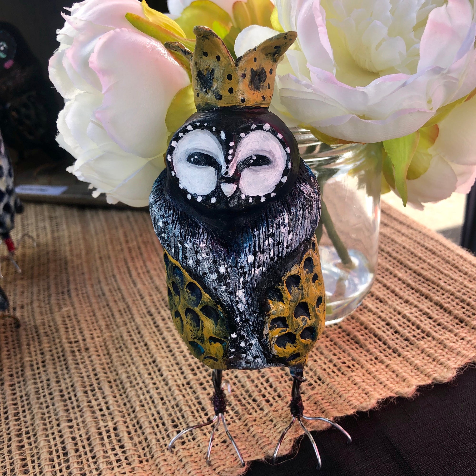 SOLD - Regal Owl - Yellow Crown - Jennifer Sher Art
