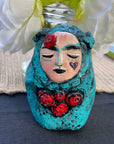 SOLD - Meditation Art Doll with Red Roses - Jennifer Sher Art