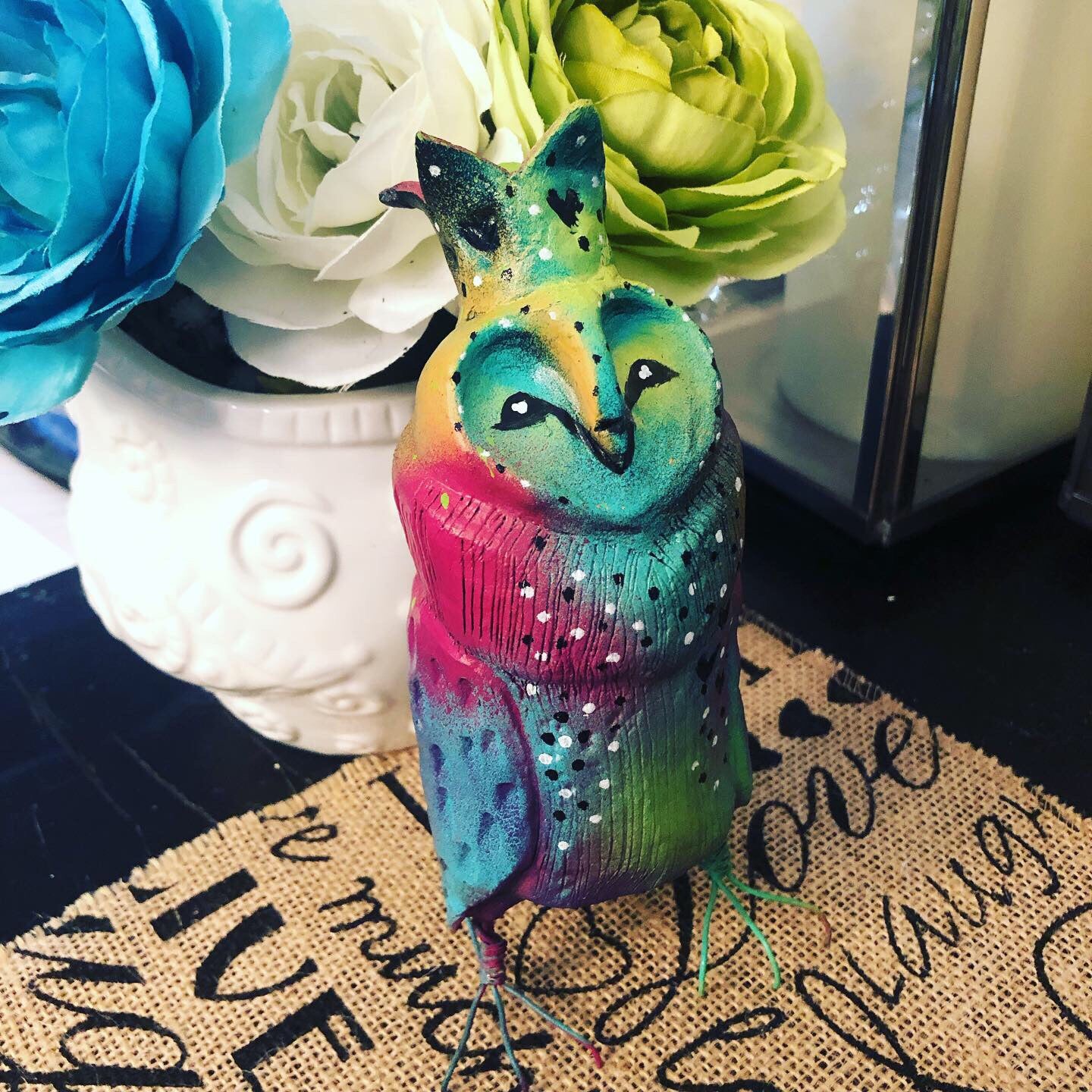SOLD - Rainbow Owl - Jennifer Sher Art