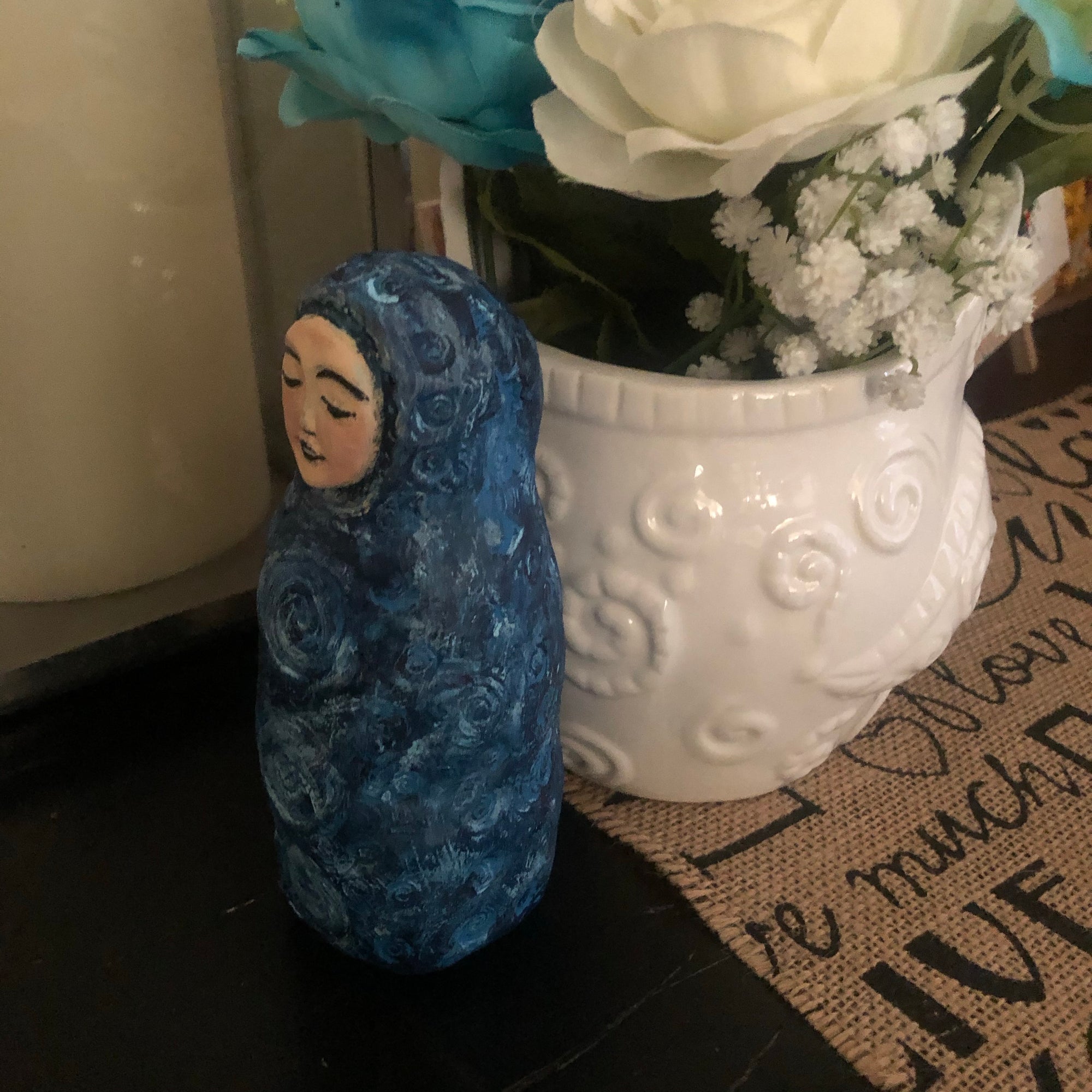 SOLD - Meditation Art Doll - Throat Chakra - Jennifer Sher Art
