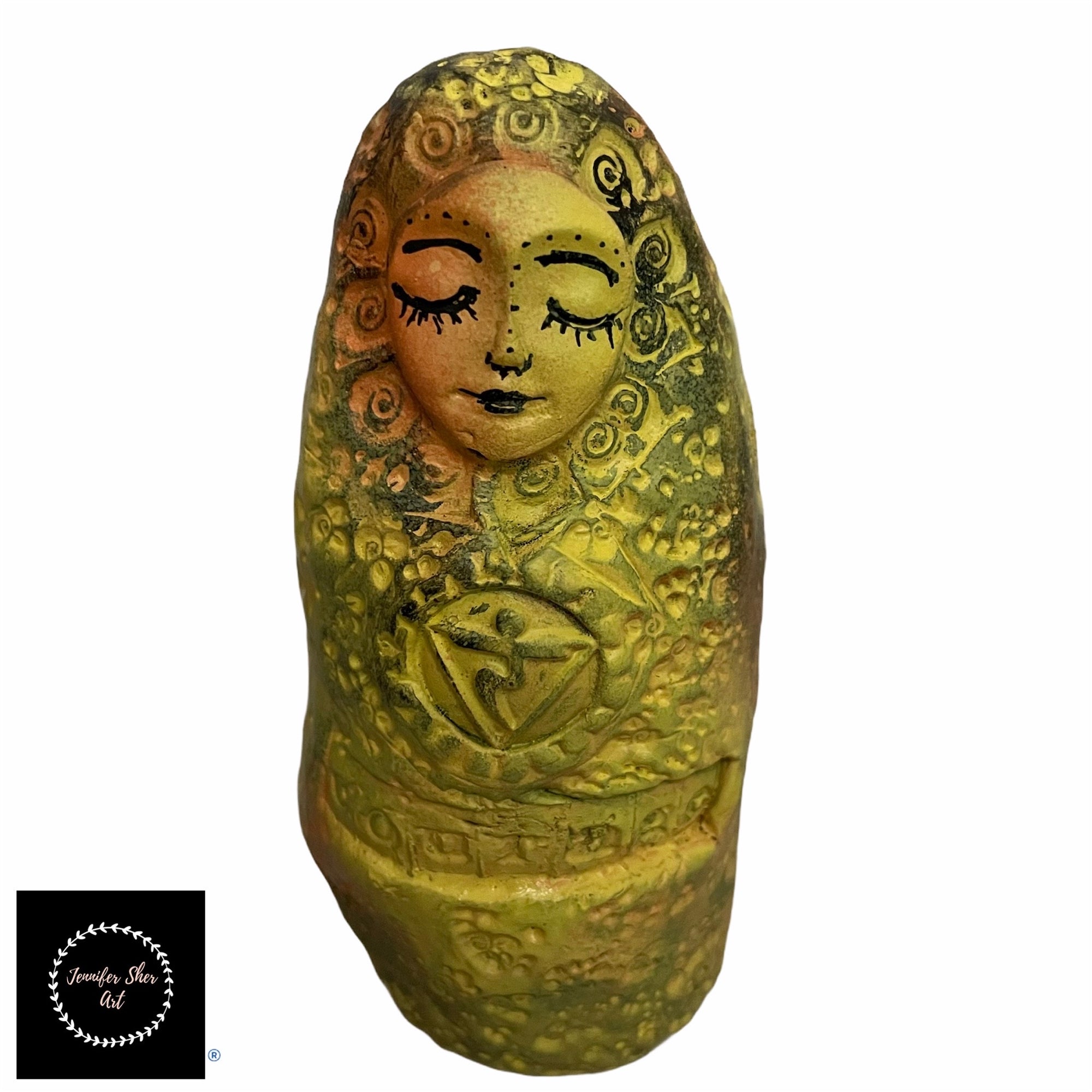 SOLD - Meditation Art Doll - Solar Plexus Chakra - Jennifer Sher Art