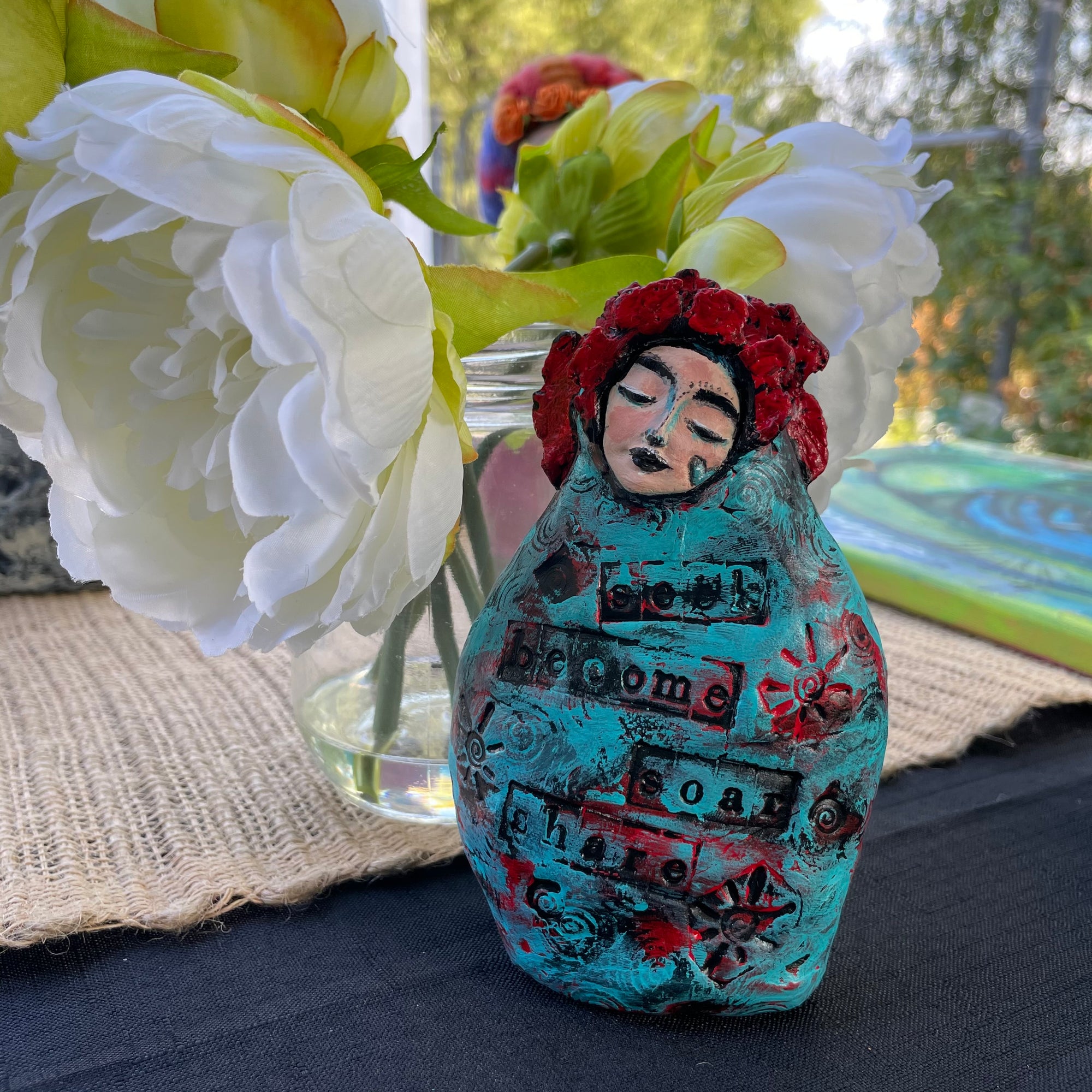 SOLD - Meditation Art Doll with Message - Jennifer Sher Art