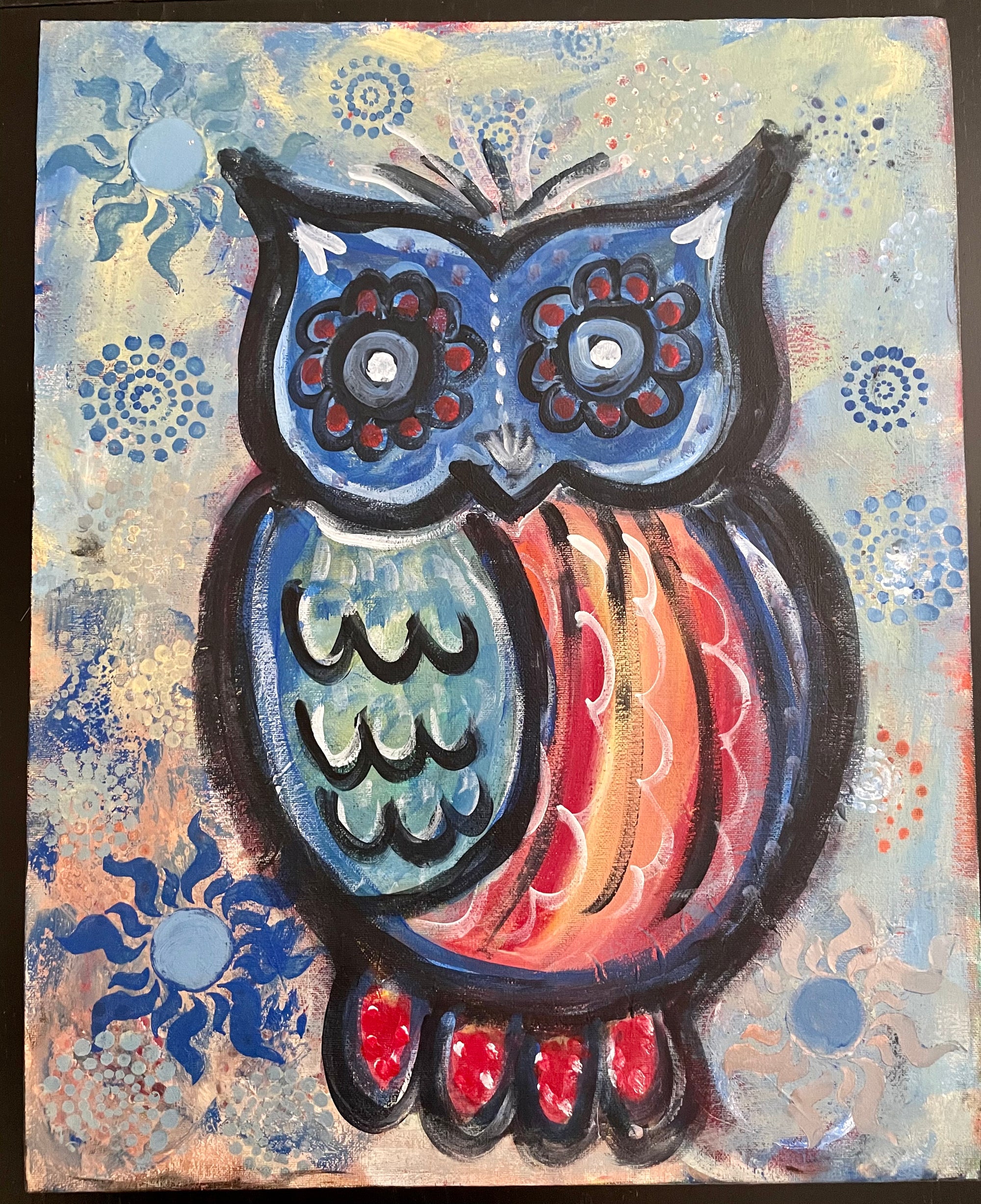 SOLD - Joyful Colorful Owl