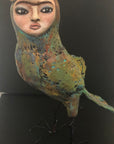 SOLD - Frida Inspired Bird Art Doll - Jennifer Sher Art