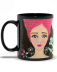 Pink Hair Girl Black Mug