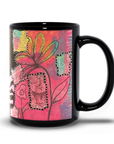 Pink Hair Girl Black Mug