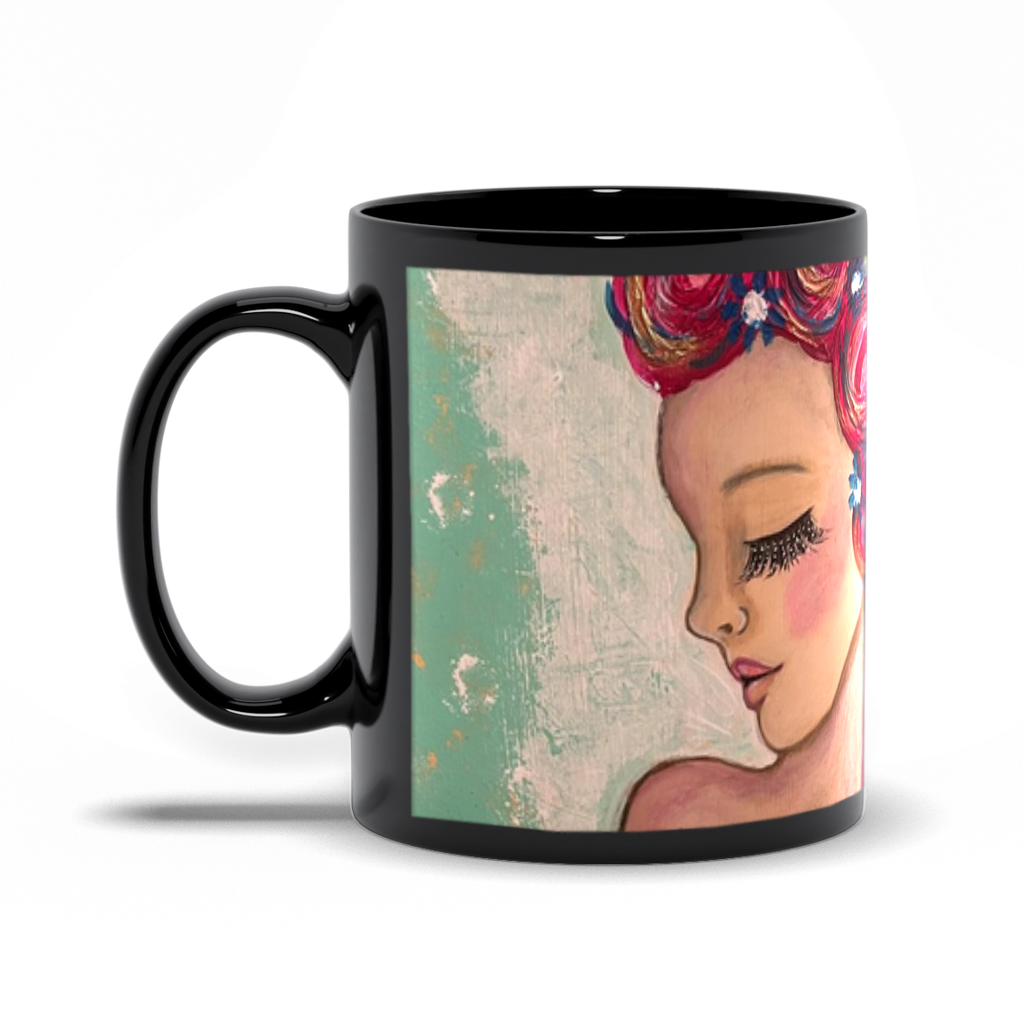 Flower Goddess Black Mug