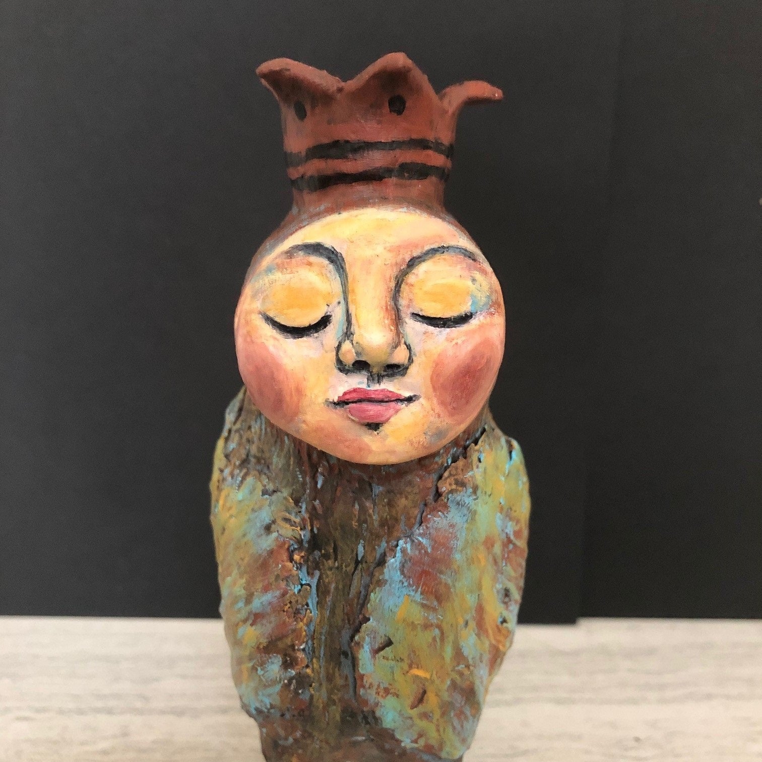 SOLD - Quirky Bird Art Doll - Jennifer Sher Art