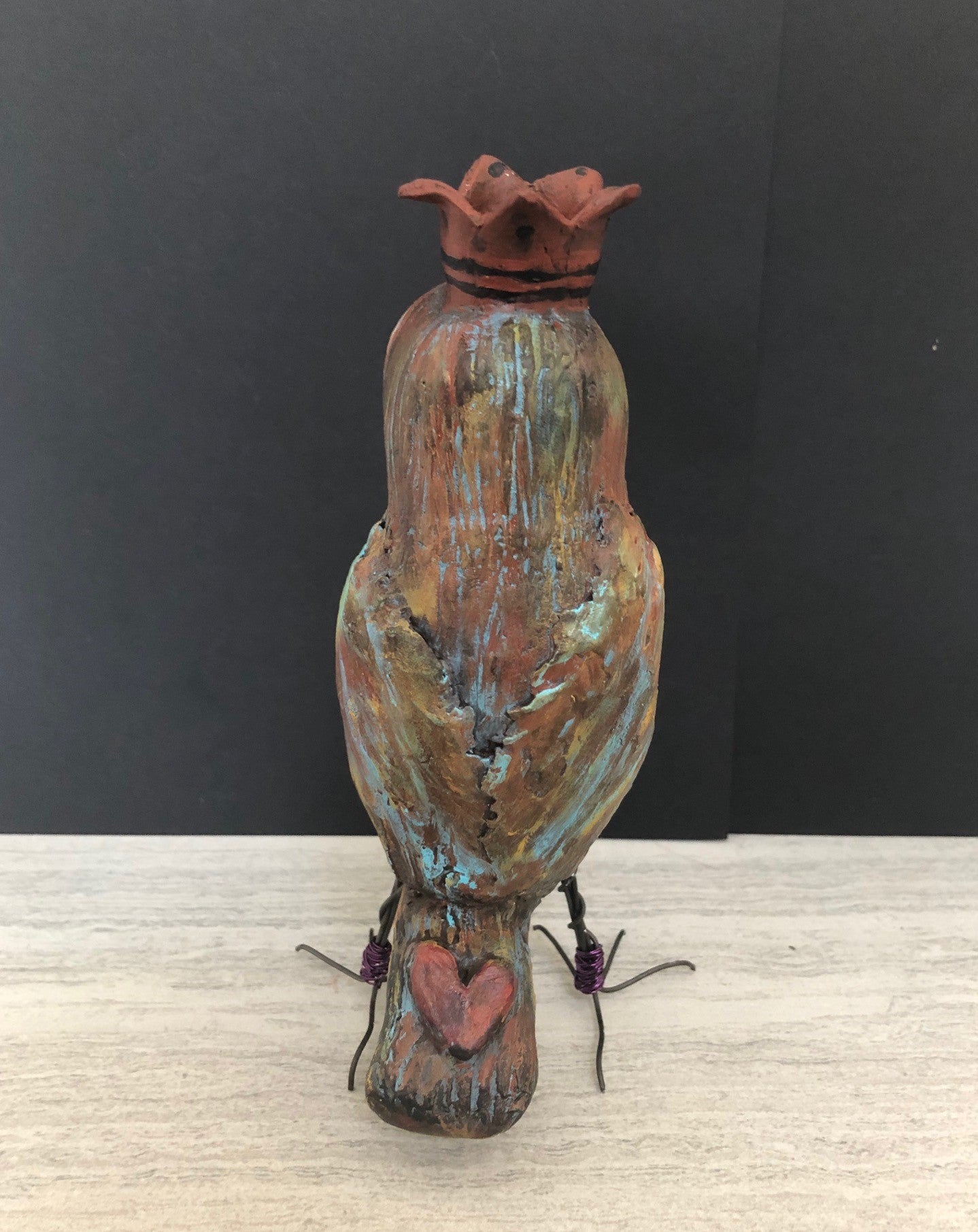 SOLD - Quirky Bird Art Doll - Jennifer Sher Art