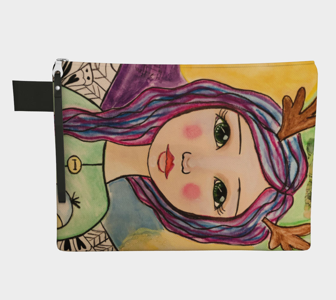 Purple Hair Angel Girl Carry-all Zipper Pouch - Jennifer Sher Art