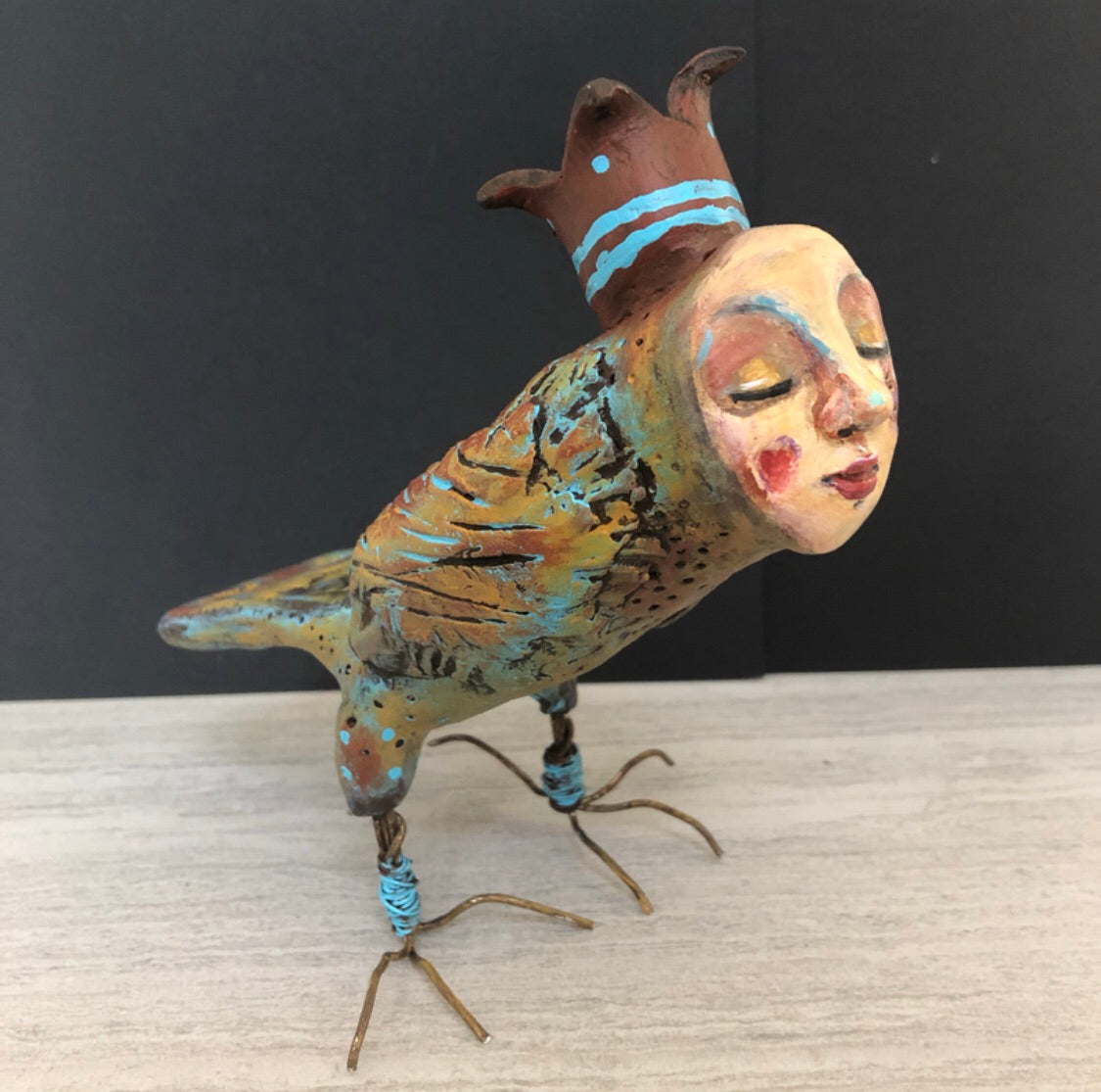SOLD - Art Doll Quirky Bird - Jennifer Sher Art