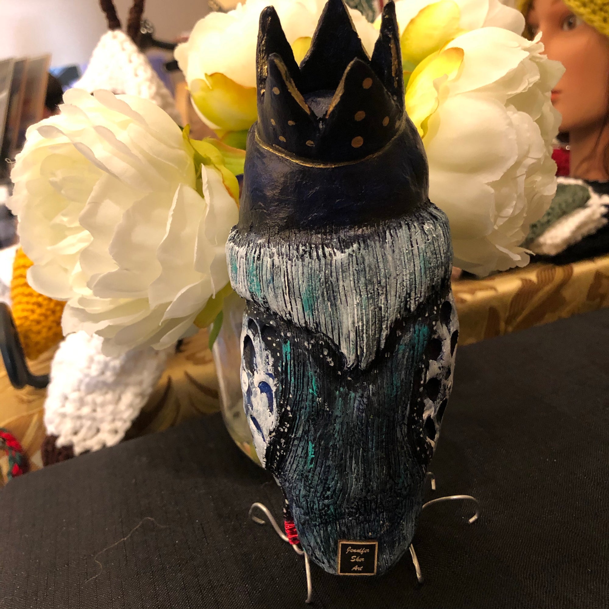 Blue King Owl - Jennifer Sher Art
