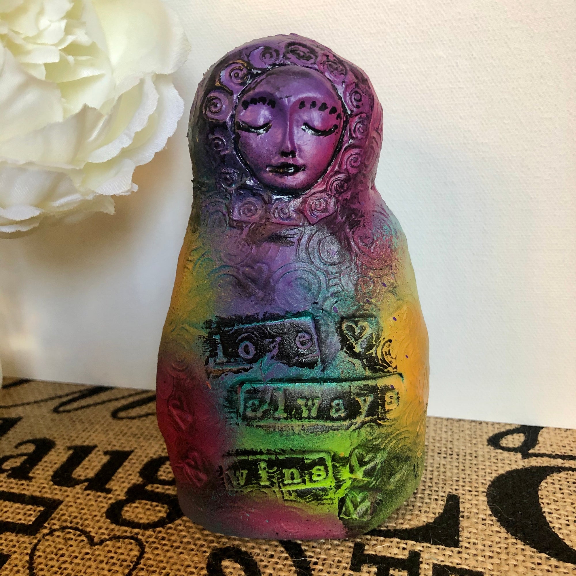 SOLD Meditation Art Doll - Love Always Wins - Jennifer Sher Art
