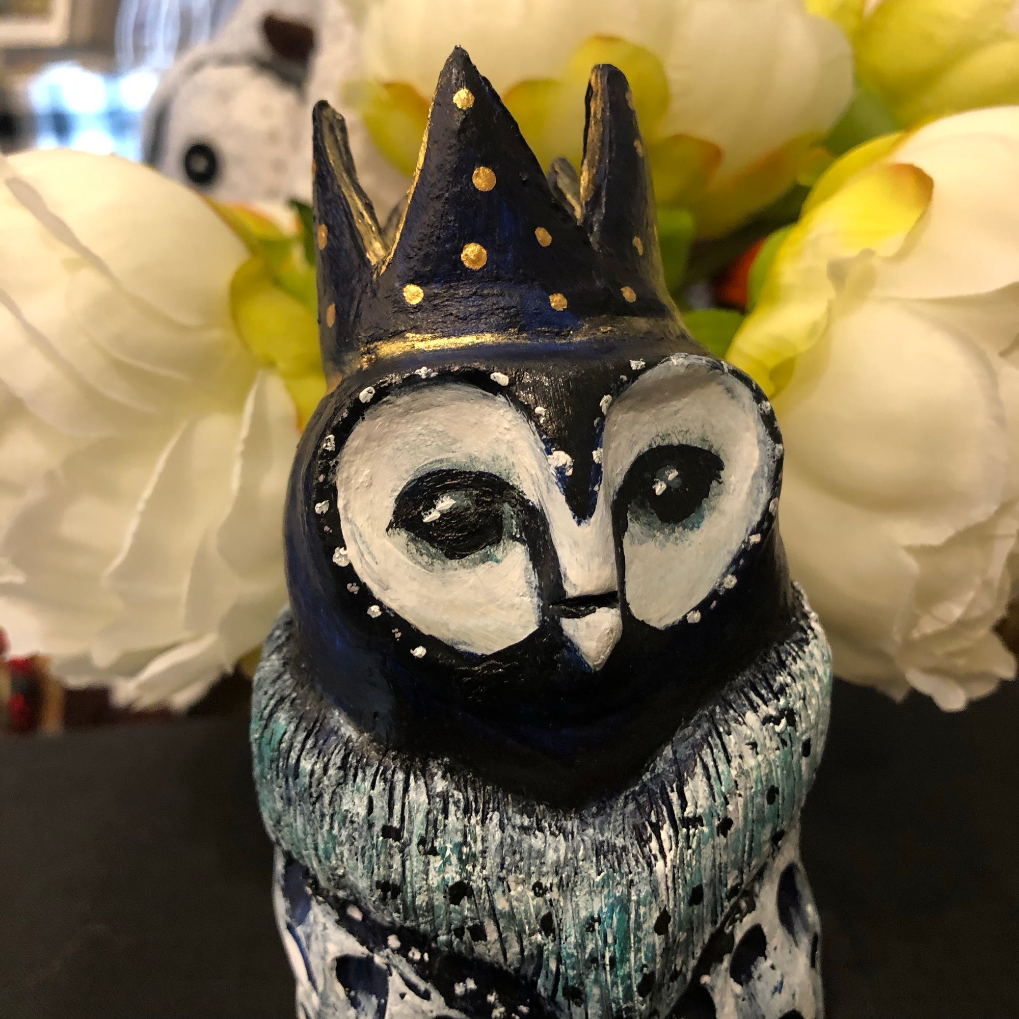 Blue King Owl - Jennifer Sher Art