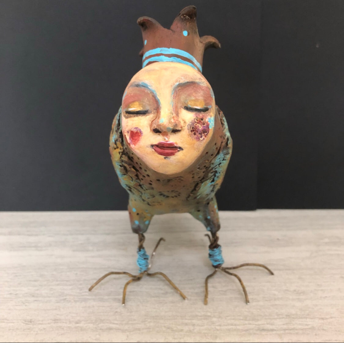 SOLD - Art Doll Quirky Bird - Jennifer Sher Art