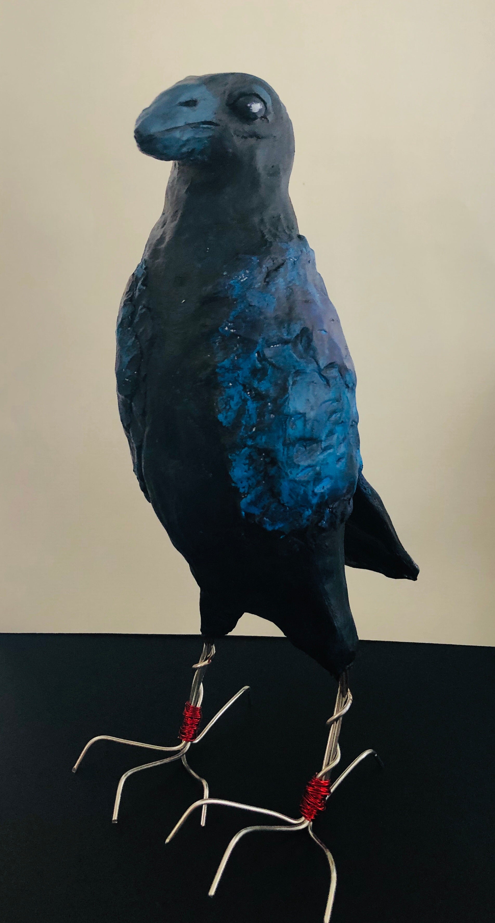 SOLD - Art Doll Blue Spirit Raven - Jennifer Sher Art