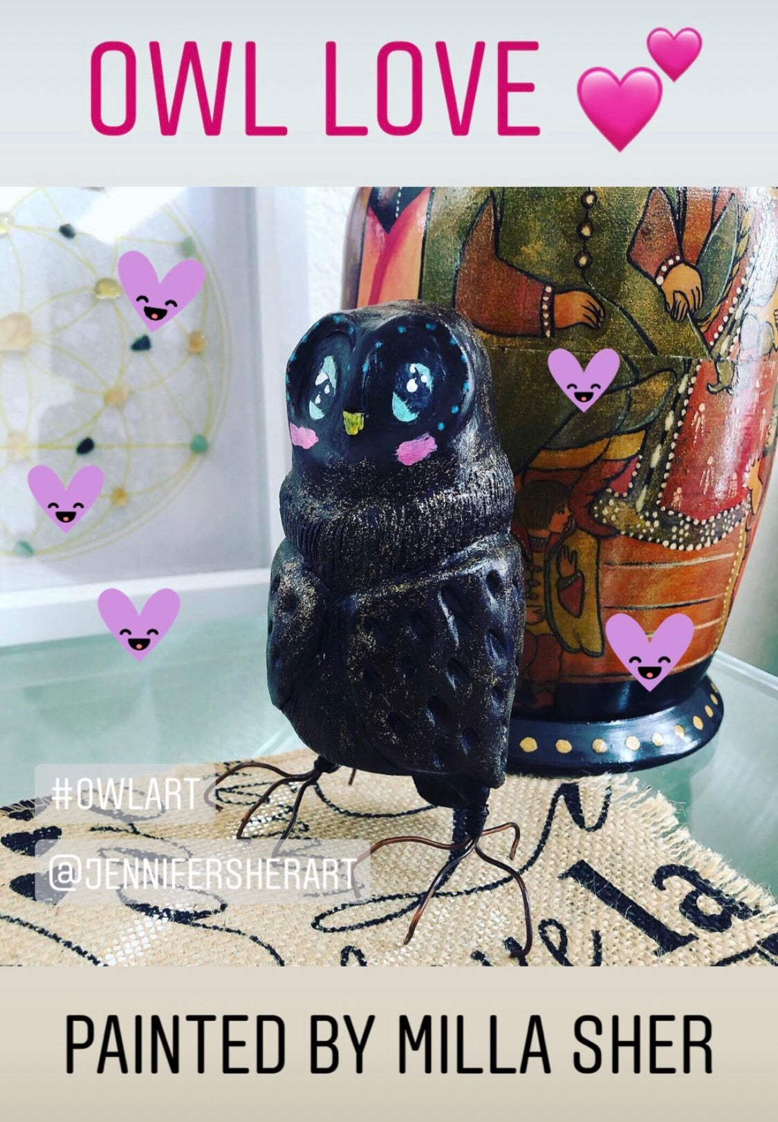 SOLD - Joyful Owl - Jennifer Sher Art