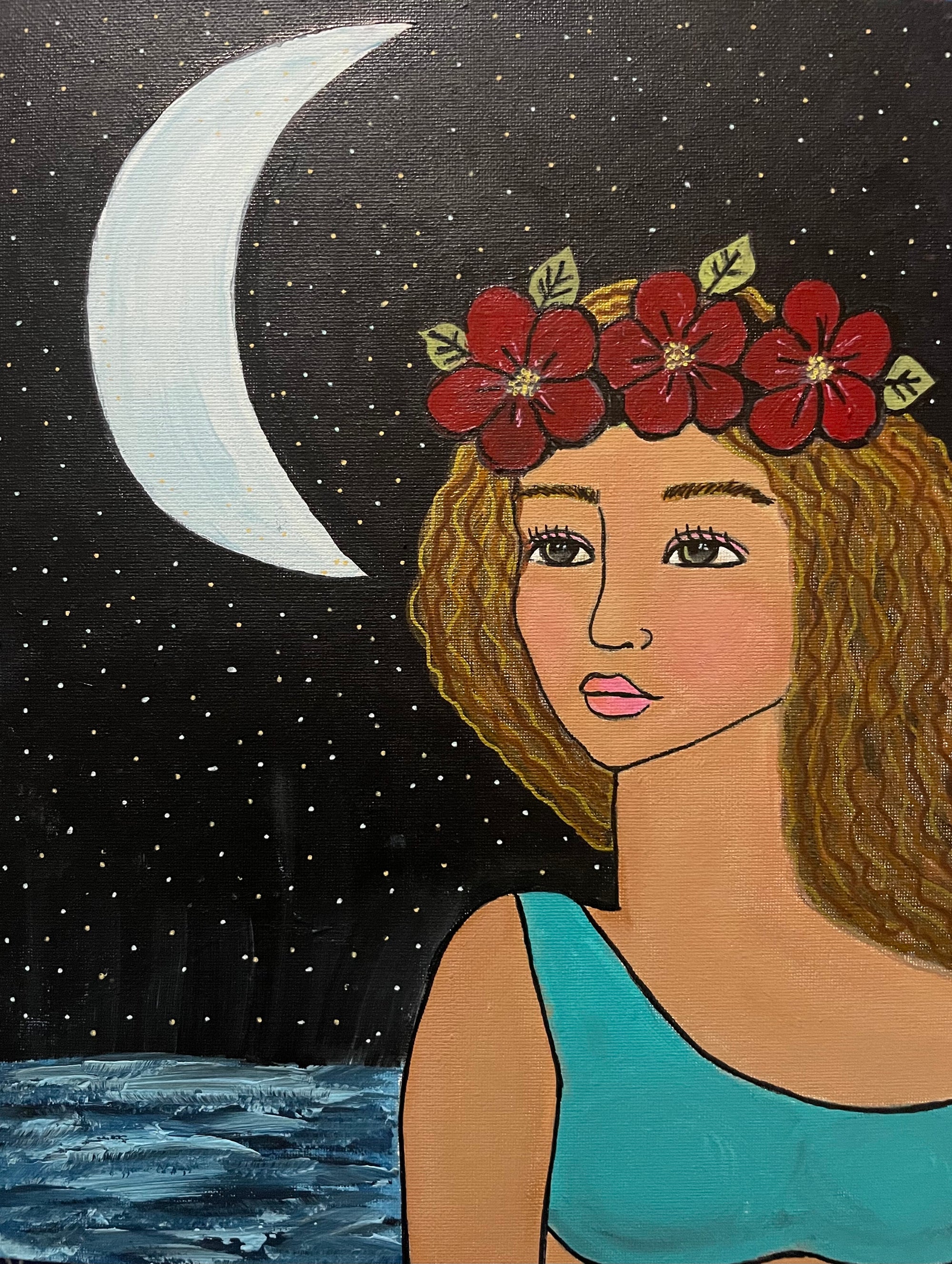 SOLD - RESERVED FOR CELINA Hina - Goddess of the Moon