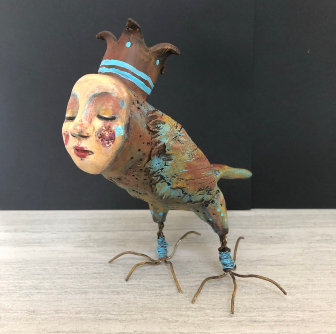 SOLD - Art Doll Quirky Bird - Jennifer Sher Art