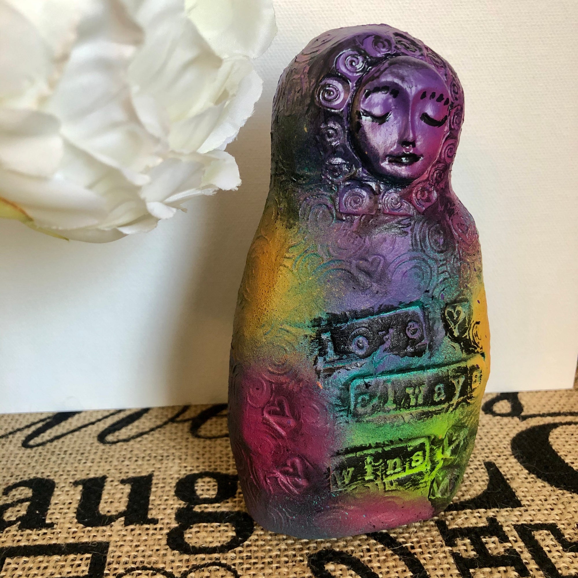 SOLD Meditation Art Doll - Love Always Wins - Jennifer Sher Art