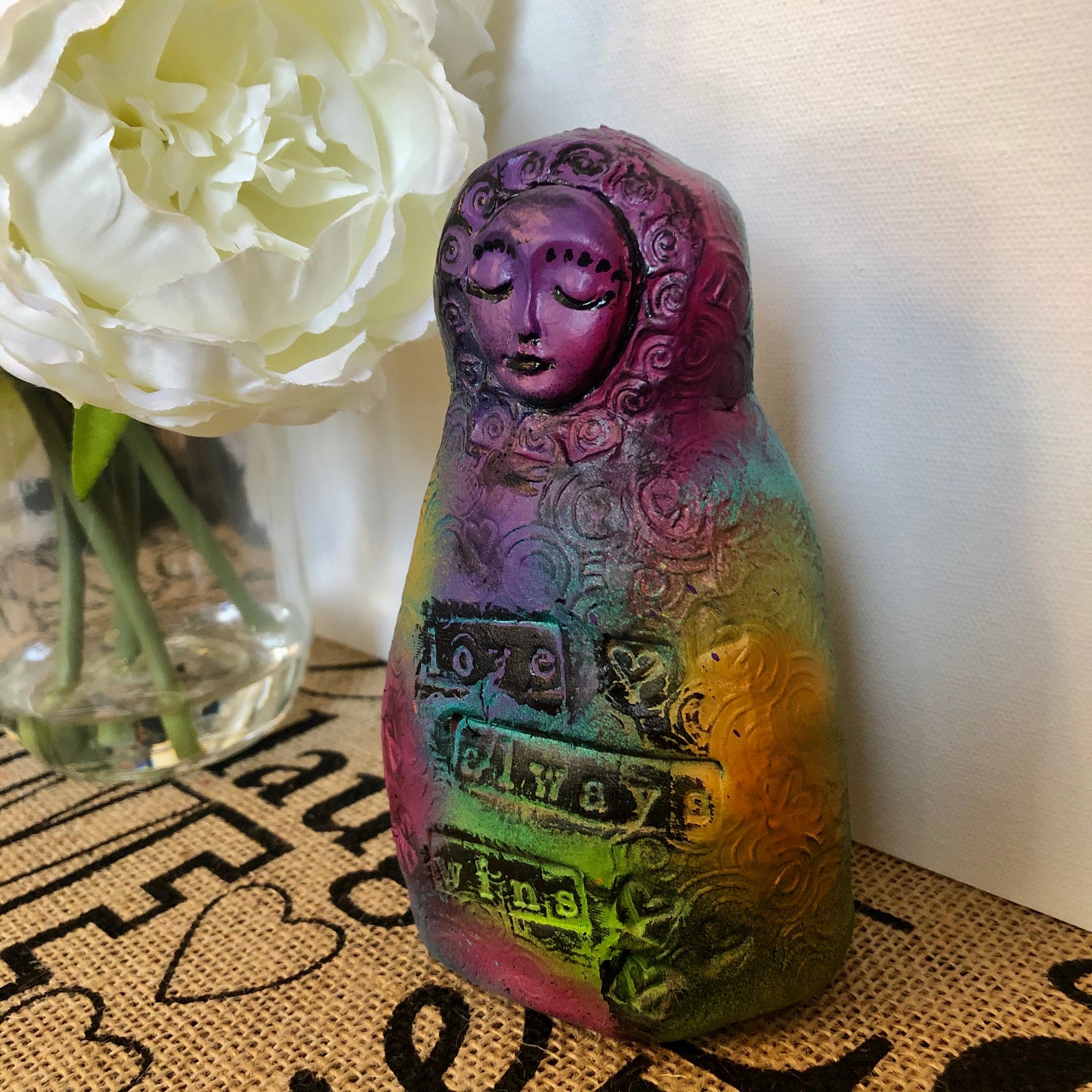 SOLD Meditation Art Doll - Love Always Wins - Jennifer Sher Art