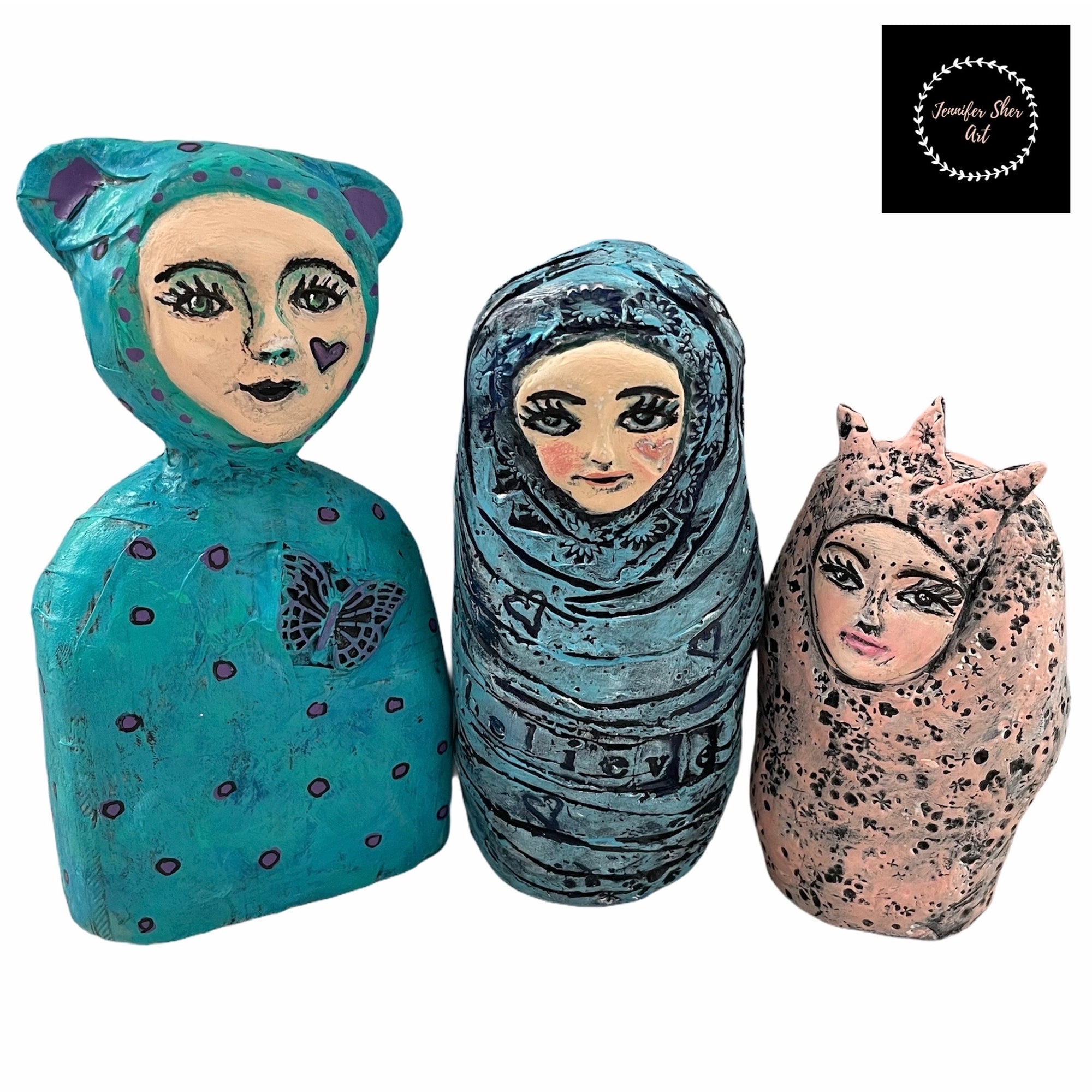 SOLD - Meditation Art Doll - Pink - Jennifer Sher Art
