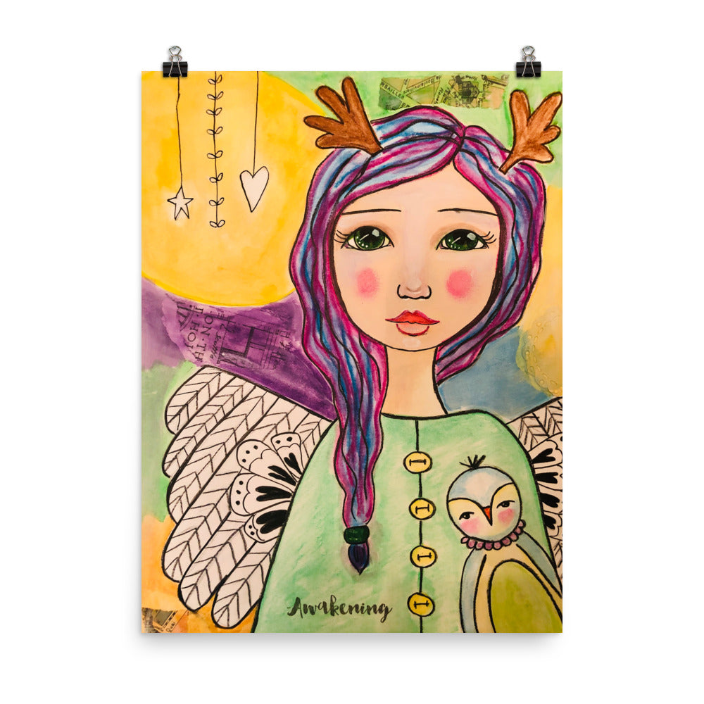 Purple Hair Angel Art Print - Jennifer Sher Art