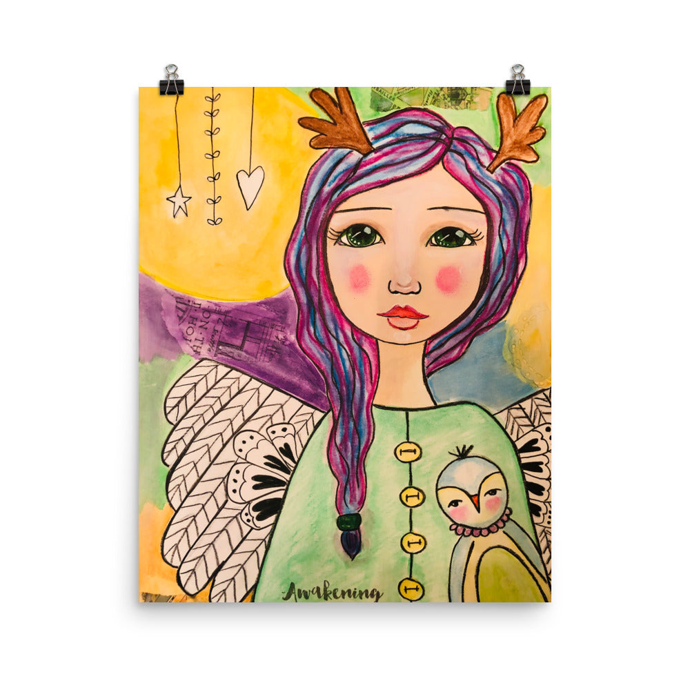 Purple Hair Angel Art Print - Jennifer Sher Art