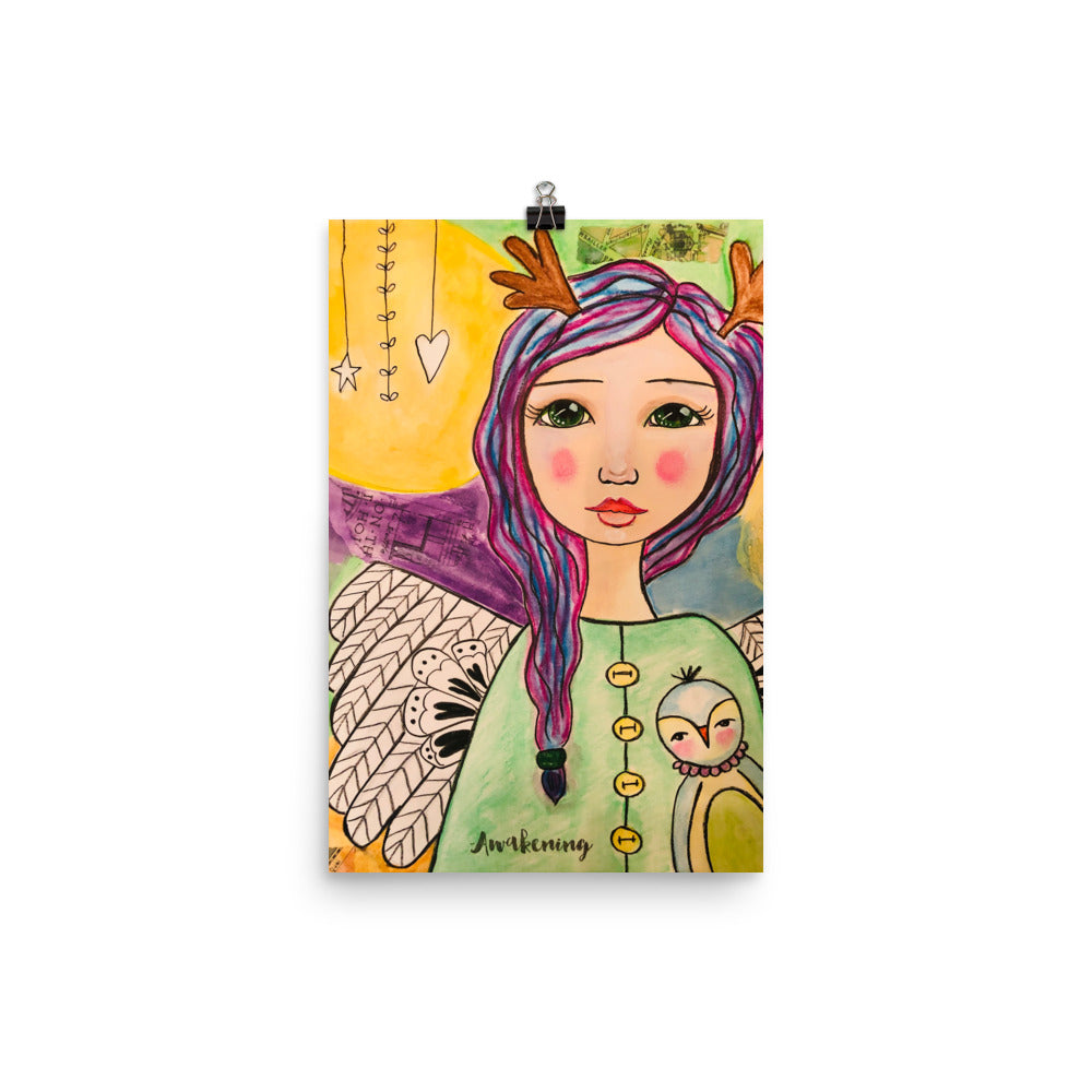 Purple Hair Angel Art Print - Jennifer Sher Art